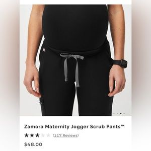 Figs Black Zamora Maternity Jogger Scrub Pant Small Petite